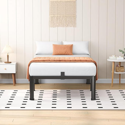 VIPSHOW 18 Inch Twin XL Heavy Duty 3500 lbs Bed Frame with Round-Corner Legs & Anti-Squeak Design – Quick Assembly Metal Platform, No Box Spring Needed