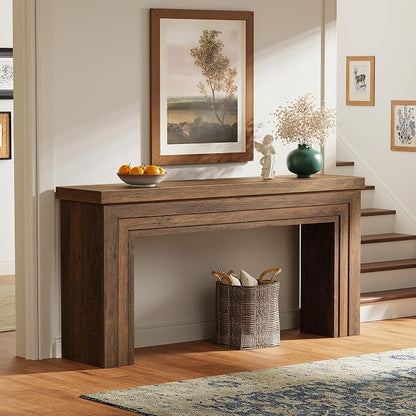 Huuger 63 Inch Entryway Table, Retangular Console Table, Farmhouse Sofa Table Behind the Couch, Long for Entrance, Hallway, Foyer, Living Room, Rustic Brown