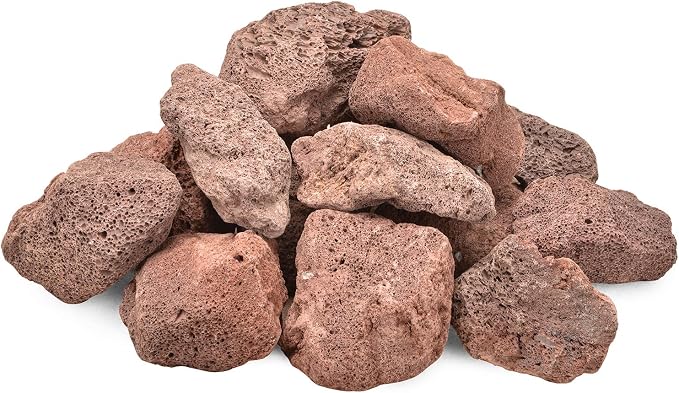 Skyflame 10LB Natural Lava Rocks for Fire Pits, Fire Tables, Fireplaces, Garden Landscaping Decoration, Indoor and Outdoor Use, 3"-5" Sizes, Red