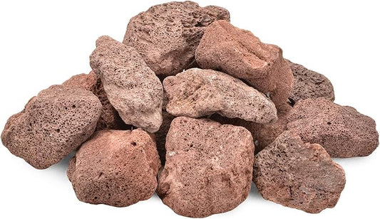 Skyflame 10LB Natural Lava Rocks for Fire Pits, Fire Tables, Fireplaces, Garden Landscaping Decoration, Indoor and Outdoor Use, 3"-5" Sizes, Red