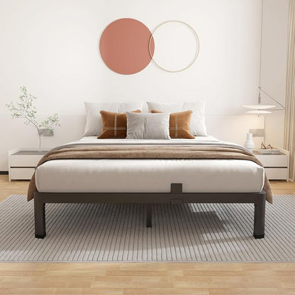 ROIL 10 Inch Full Size Bed Frame with Rounded Corner Low Profile Metal Platform 3500LBS Heavy Duty Steel Slats No Box Spring Needed Noise-Free Easy Assembly