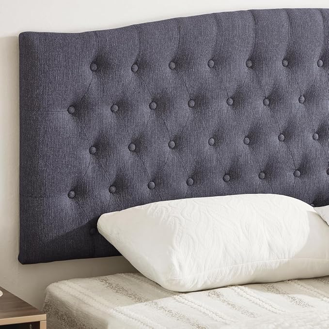24KF Upholstered Tufted Button Linen Wall Mounted Headboard,Comfortable Fashional Headboard King/CA King Size, 6055-K-Dark Gray