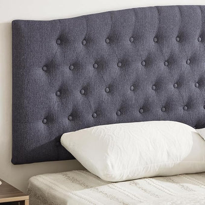 24KF Upholstered Tufted Button Linen Wall Mounted Headboard,Comfortable Fashional Headboard King/CA King Size, 6055-K-Dark Gray