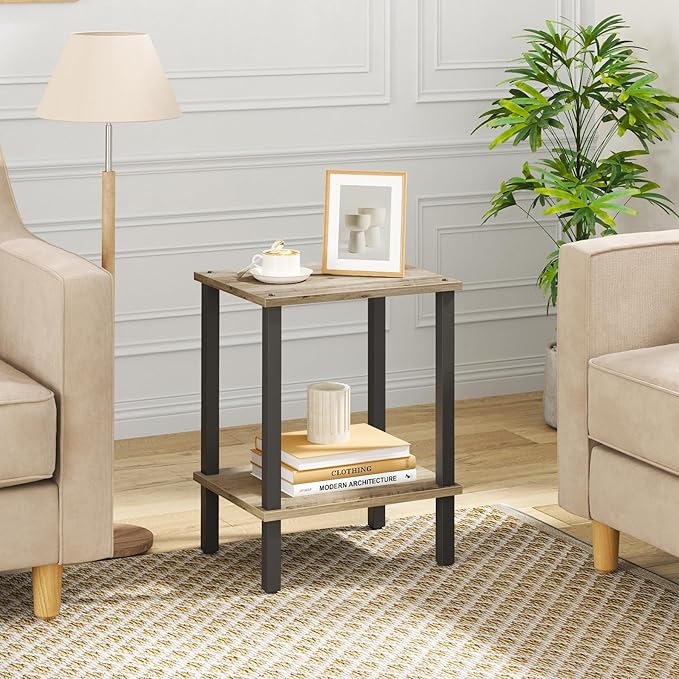 TUTOTAK End Table, Side Table, Nightstand, 2-Tier Storage Shelf, Sofa Side Table for Small Space, Living Room, Bed Room TB01BG034