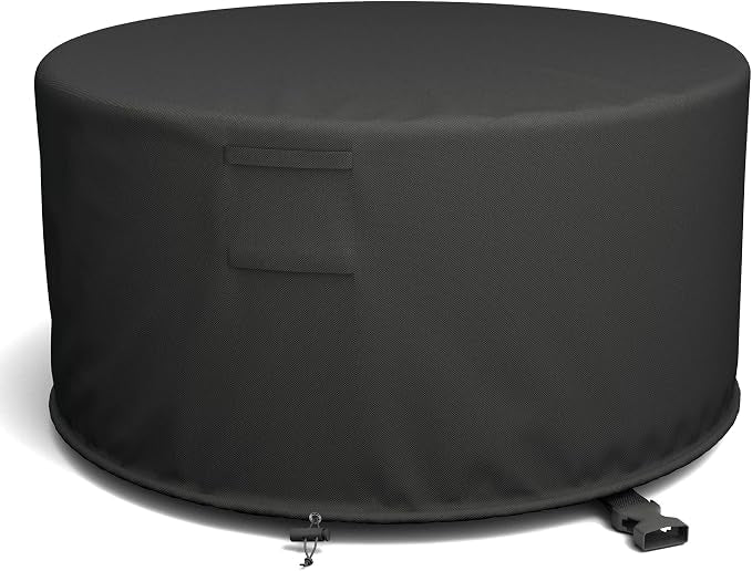 SHINESTAR 50'' Round Fire Pit Cover, Fits Wood Burning Firepit, Fire Pit Grill, or Fire Pit Ring DIY Process, Waterproof & Windproof, 50 Dia x 24 H