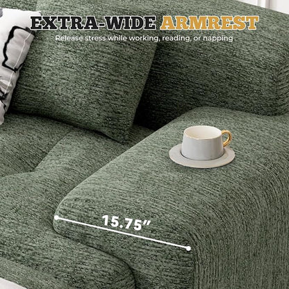 85" Cloud Loveseat Sofa in a Box, Modern Small Couch No Assembly Required, Comfy Deep Seat Boneless Couches for Living Room, Bedroom, Apartment, Green 1 PCS