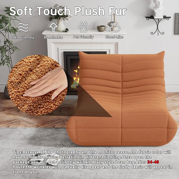 WHGBJA Bean Bag Chair for Adults with Memory Foam Couch, 3 Seater Bean Bag Sofa for Bedroom, Living Room, Reading, Gaming Floor Sofa Couch, Boneless, Comfy