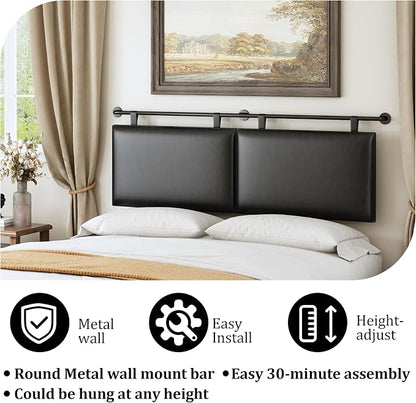 BSHOMGI Queen Headboard Only, Wall Mounted Hanging Upholstered Bed Head Board Sturdy and Durable Solid Wood Bed headboard, Fabric Headboards Adjustable(Black, Queen)