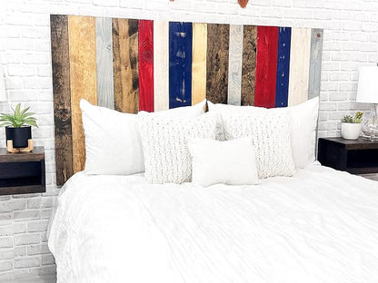 Barn Walls Americana Mix Headboard King Size, Hanger Style, Handcrafted. Mounts on Wall. Easy Installation