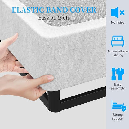 OSASET King Box Spring, 9 Inch Metal King Size Box Spring Only, Heavy Duty Metal Frame Mattress Foundation Support for 3000lbs, Easy Assembly, Noise Free, Non Slip