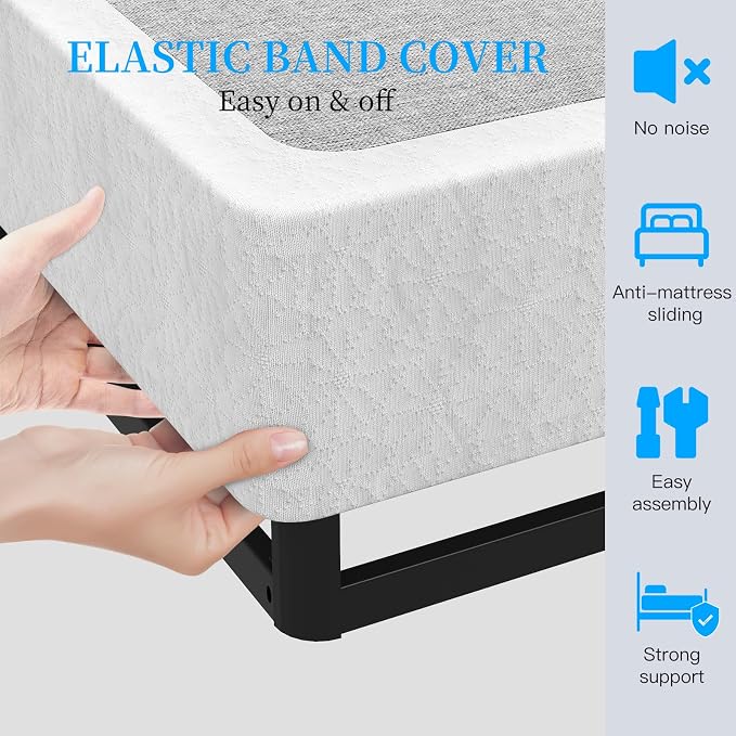 OSASET Twin Box Spring, 9 Inch Metal Twin Box Spring Only, Heavy Duty Metal Frame Mattress Foundation Support for 3000lbs, Easy Assembly, Noise Free, Non Slip