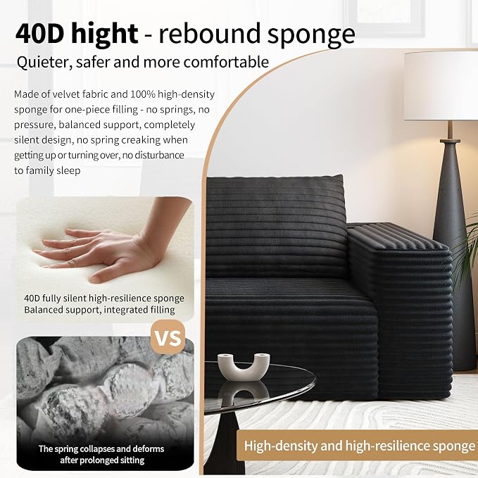 Settab 71" Loveseat Sofa,Modular Couch with Deep Seat Memory Foam,Comfy Small Cloud Couch for Small Spaces,No Assembly Sofa for Living Room Bedroom,Apartment,Black