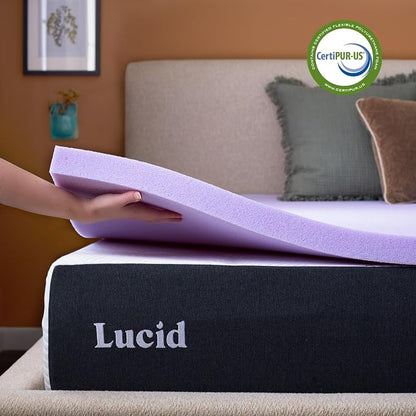 Lucid® 2" Lavender Memory Foam Mattress Topper – CertiPUR-US®, King