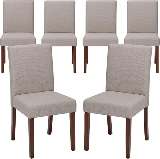 MALOL Upholstered Dining Chairs Set of 6, Modern Fabric Dining Room Chair, Wooden Dining Chair, Kitchen Side Chairs, Farmhouse Dinner Chair with High Back for Kitchen, Brown