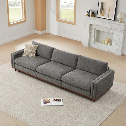 CHITA 118” Super Large Luxury Sectional Modular Sofa, Down Filled, 3 Seat Couch, Grey