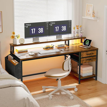DurayLoly 55" Small Gaming Desk with Remote Control RGB Light for Teen Gamer,10m Full-Color Strip with Wireless Remote,20 Dynamic & 20 Lighting Modes, Effortless Control to Level Up Your Gaming Vibe