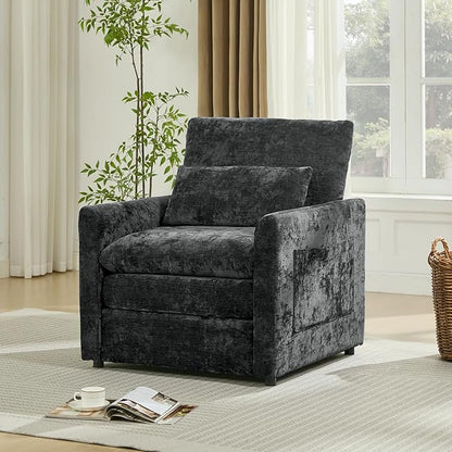 Iroomy Modern Accent Armchair – Cloud-Like Single Sofa with Pocket Spring Seat, Soft Chenille Fabric, Removable Cover, Cozy Lumbar Support for Living Room, Bedroom, Apartment, Dark Gray