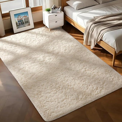 Ophanie 7x10 Area Rugs for Living Room,Upgrade Non-Slip Fluffy Soft Large Shag Bedroom Carpet,Ivory Big Indoor Thick Nursery Rug,Carpets for Boy and Girls Room Dorm Decor with Over 99 pcs Pile fibers