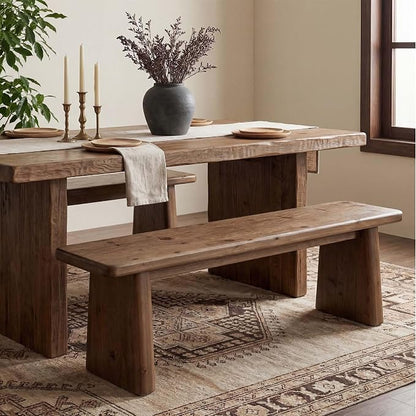55.1" Solid Wood Entryway Bench, Rustic Shoe Bench for Mudroom Hallway, End of Bed & Dining Kitchen Benches, Easy Assembly, Espresso