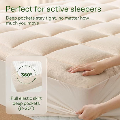 Niagara Sleep Solution Ultra Soft Full Size Mattress Topper - Rayon Derived from Bamboo Pillow Top Mattress Pad for Back Pain Relief - Naturally Cooling for Hot Sleepers, Beige