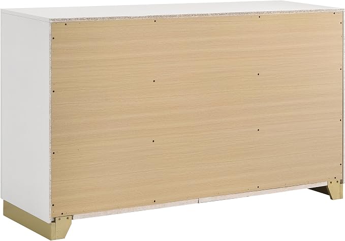 Coaster Home Furnishings Caraway Contemporary 5-Piece Bedroom Set Fabric Upholstered California King Size LED Panel Bed Frame 55-inch Headboard White 224771KW-S5