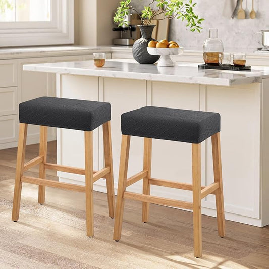 YISUN Stool Covers Rectangle - 2 Pack Stretch Waterproof Saddle Seat Cover Counter Bar Stools Bar Chairs Covers Kitchen Island Chairs Cushion Protector