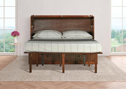 Mega Solutions Murphybedz Tuscany Murphy Cabinet Chest Bed with Charging Station 6 Inch (Tobacco, Queen)
