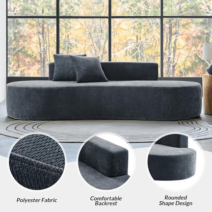 94.5" Boneless Sofa with 2 Pillows, 3 Seater Compressed Foam Sofa with Half Moon Design & Deep Seat, No Assembly Required, Modern Cloud Couch for Living Room, Blue