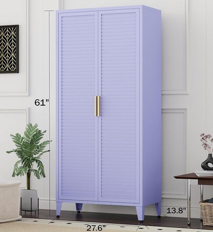61 "H Purple Metal Cutlery Cabinet with Door Freestanding Kitchen Cabinet with 3 Adjustable Shelf Side Panels, Suitable for Kitchen, Living Room, Dining Room Metal Cabinet,Requires Assembly ﻿