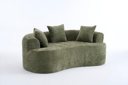 67" Cloud Curved Loveseat Sofa, Deep Seat Boneless Love Seat Couches with 3 Throw Pillows, Modern Chenille 2 Seater Compressed Floor Loveseat Sofa for Living Room Small Spaces, No Assembly | Breathable material
