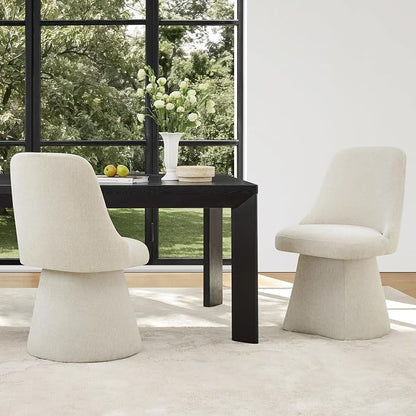 KISLOT Swivel Dining Chairs Set of 2, Upholstered Mid Century Modern Deskchair with High Back, Linen Fabric Kitchen Chairs for Dining Room, Bedroom, Dressing Room, Linen