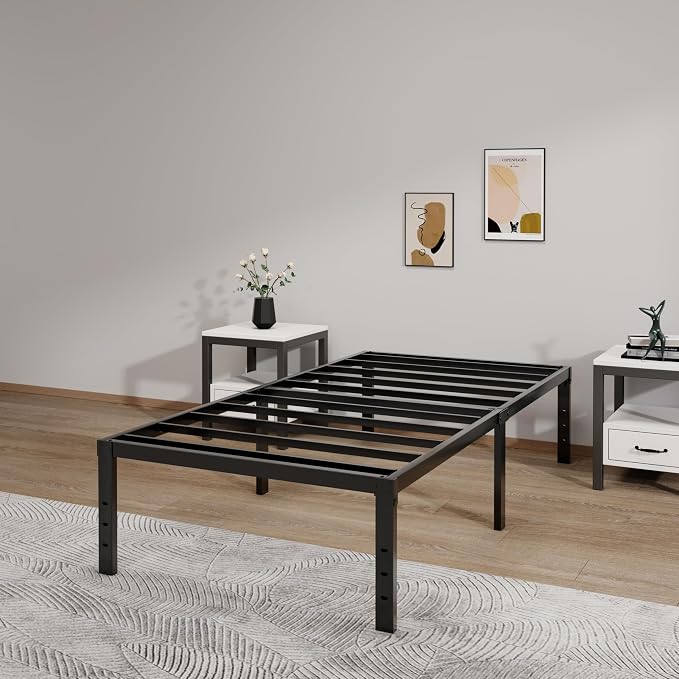 LUMUNANCE Metal Bed Frame Twin XL Size - 16 Inch Heavy-Duty Platform Bed Frame No Box Spring Needed, Easy Assembly, Noise-Free, Sturdy Mattress Foundation, Underbed Storage Space