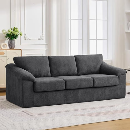89" Boneless 3 Seater Sofa, Modern Cloud Couch for Living Room, 3 Seat Couch with Deep Seat, Thick Cushion, Comfy Upholstered Sofa for Apartment, Bedroom, No Assembly, Dark Gray