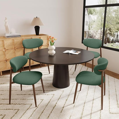 MALOL Dining Chairs Set of 6, Curved Back Kitchen Room Chairs with Metal Legs and Anti Slip Pads, Upholstered Dining Chair for Home and Restaurant, Green