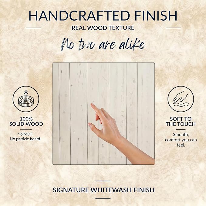 Barn Walls Whitewash Headboard, Twin Size | Coastal Design Distress, Solid Wood Floating Panels, Wall Mount, Adjustable Height, Easy Assembly