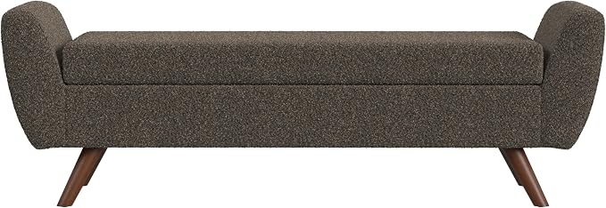 HomePop 60" Modern Storage Bench with Wood Legs - Dark Brown Boucle