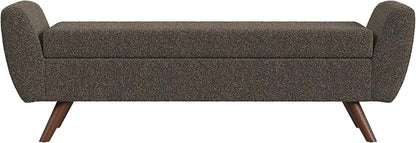 HomePop 60" Modern Storage Bench with Wood Legs - Dark Brown Boucle