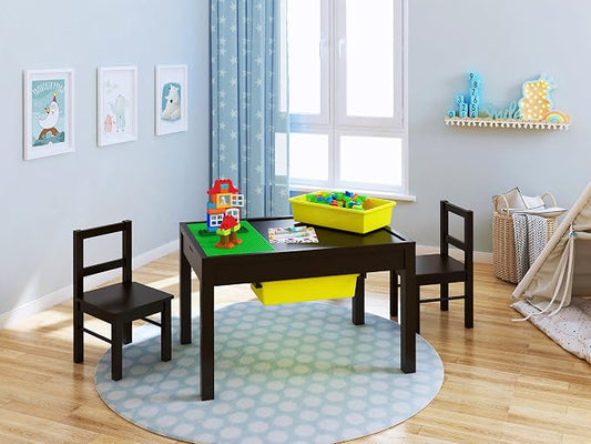UTEX Large 2 in 1 Kid Activity Table with Storage for Older Kids, Play Table for Kids,Boys,Girls, Espresso