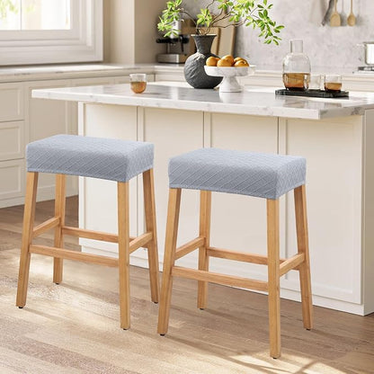 YISUN Stool Covers Rectangle - 2 Pack Stretch Waterproof Saddle Seat Cover Counter Bar Stools Bar Chairs Covers Kitchen Island Chairs Cushion Protector