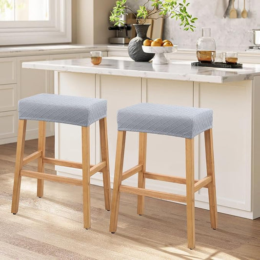 YISUN Stool Covers Rectangle - 2 Pack Stretch Waterproof Saddle Seat Cover Counter Bar Stools Bar Chairs Covers Kitchen Island Chairs Cushion Protector