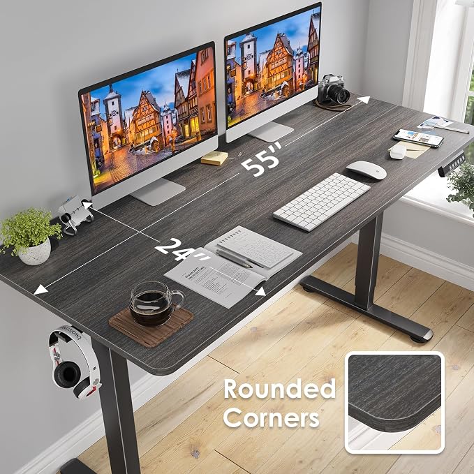 STARY Electric Standing Desk Adjustable Height Sit Stand Home Office Desk with Splice Board
