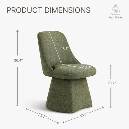 KISLOT Swivel Dining Chairs Set of 4, Upholstered Mid Century Modern Deskchair with High Back, Linen Fabric Kitchen Chairs for Dining Room, Bedroom, Dressing Room, Green