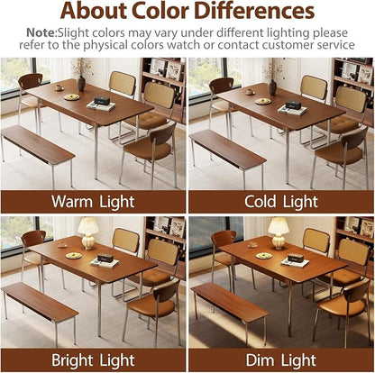 Walnut Extendable Dining Room Table for 4-8 People,Expandable Dining Table from 47.2 to 59 Inches,Wood Dining Table with Heavy-Duty Stainless Legs,Modern Kitchen Table for Small Spaces,Easy Assembly
