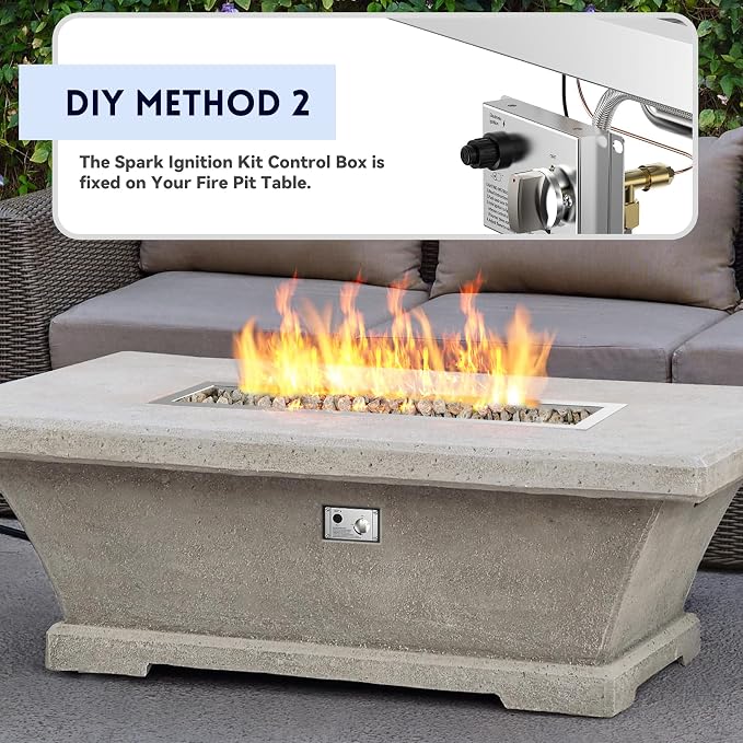 Skyflame 36" Linear Stainless Steel Fire Pit Drop-in Burner Kit with Flame Sensing, Electronic Spark Ignition,and Propane Regulator Connector Hose Set for Propane Tank
