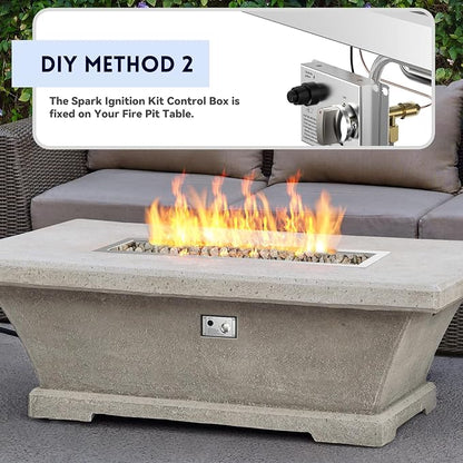 Skyflame 36" Linear Stainless Steel Fire Pit Drop-in Burner Kit with Flame Sensing, Electronic Spark Ignition,and Propane Regulator Connector Hose Set for Propane Tank