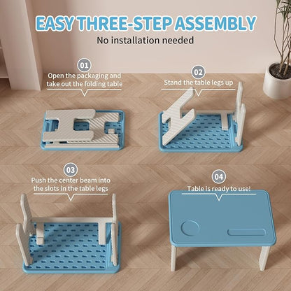 UNICOO Kids Folding Table, Toddler Activity Table for Study, Snack, Art Craft and Play, Portable Plastic Children's Table for Small Spaces, Home and Playroom