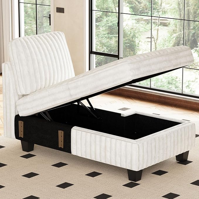 Belffin Modular Sectional Storage Chaise Module for Modular Sectional Sofa Right-Facing Chaise Beige Couch
