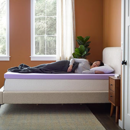 Lucid® 3" Lavender Memory Foam Mattress Topper – CertiPUR-US®, Twin XL
