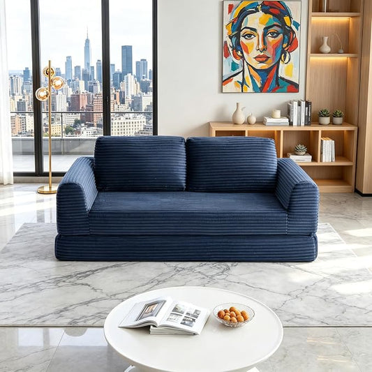 82-Inch Foldable Loveseat Boneless Cloud Couch, Modern Compressed Foam Daybed Floor Mattress Sleeper Sofa, 2-in-1 Boneless Convertible Sofa in a Box,No Assembly Required