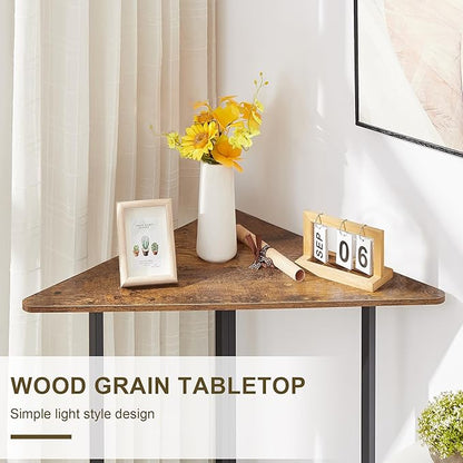 VECELO Corner Desk,Office Tables for Living Room for Small Space Triangle Computer Desk with Steel Frame Corner Shelves with Metal Frame Writing Desk for Workstation Classic Brown 31.1" 2 Set